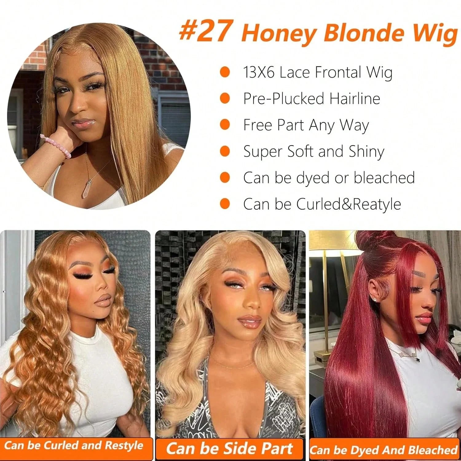 13x6 Honey Blonde Straight Hd Lace Human Hair Wig 250 Density 13x6 Brazilian Bone Hd Lace Frontal Human Hair Wigs For Women ﻿