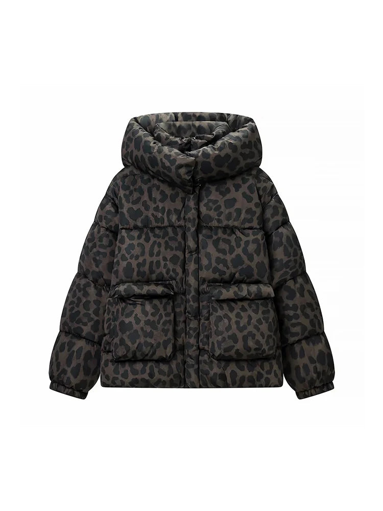 Leopard Print Down Cotton-Padded Jacket