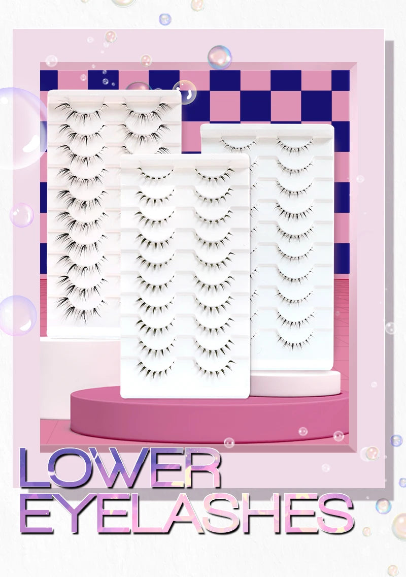 10/6/5Pairs Lower Lashes Natural Under Eye Lashes Soft 16 Different Styles False Eyelash Clear Band Faux Mink Fake eyelashes