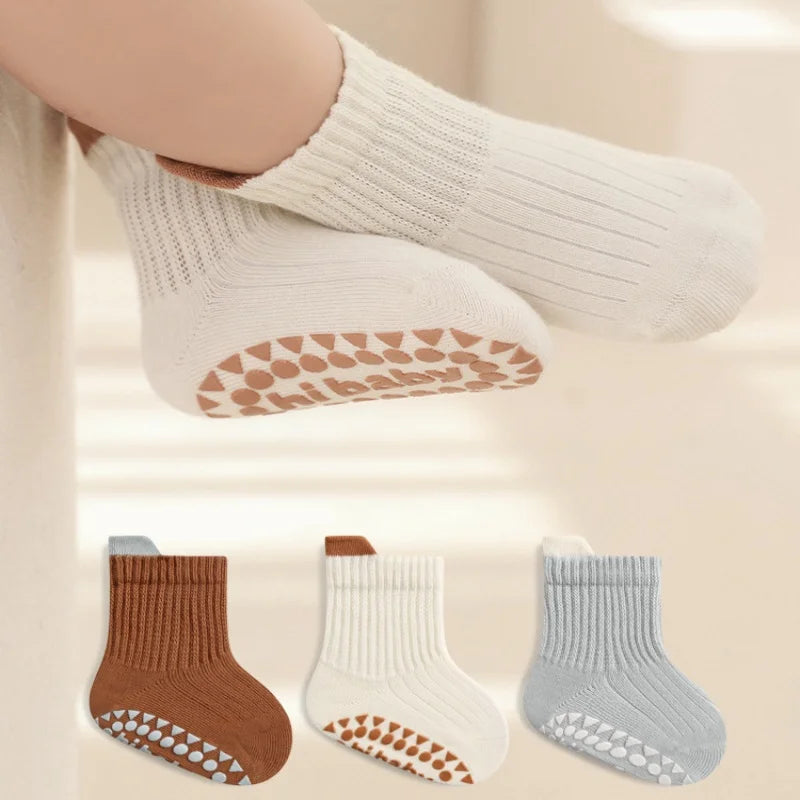 3Pairs/lot Children's Socks For Girls Boys Spring Autumn Baby Girl Boy Toddler Short Floor Home Sock Anti-slip 0-5Y Kids Socks