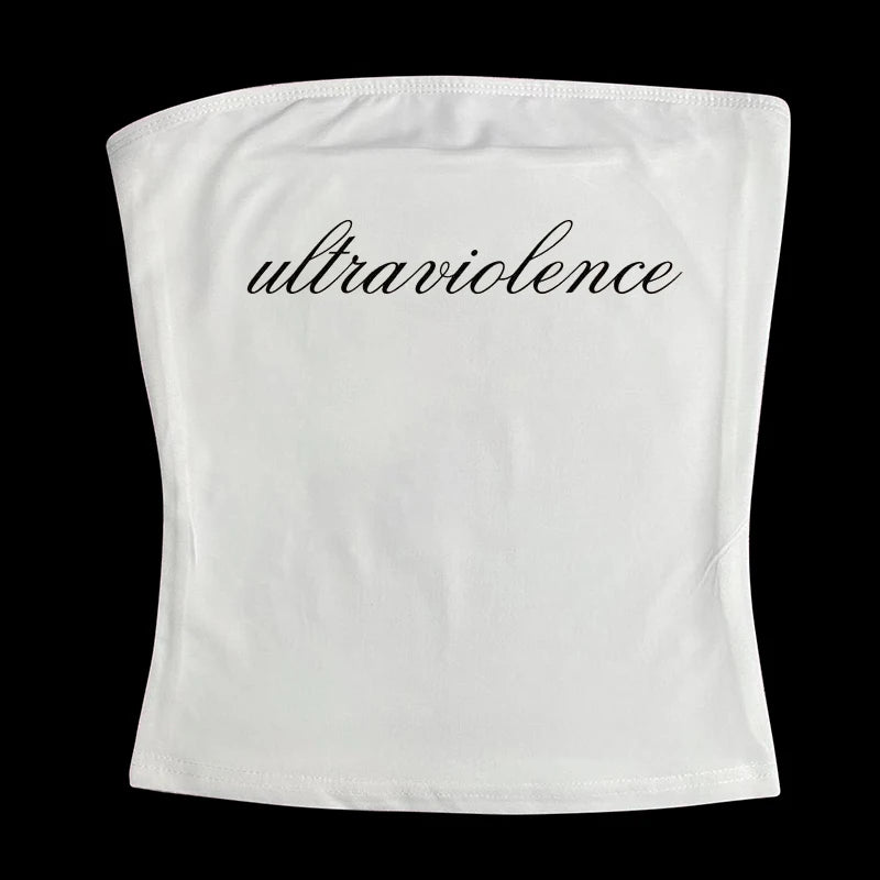 Text Printed Tube Top