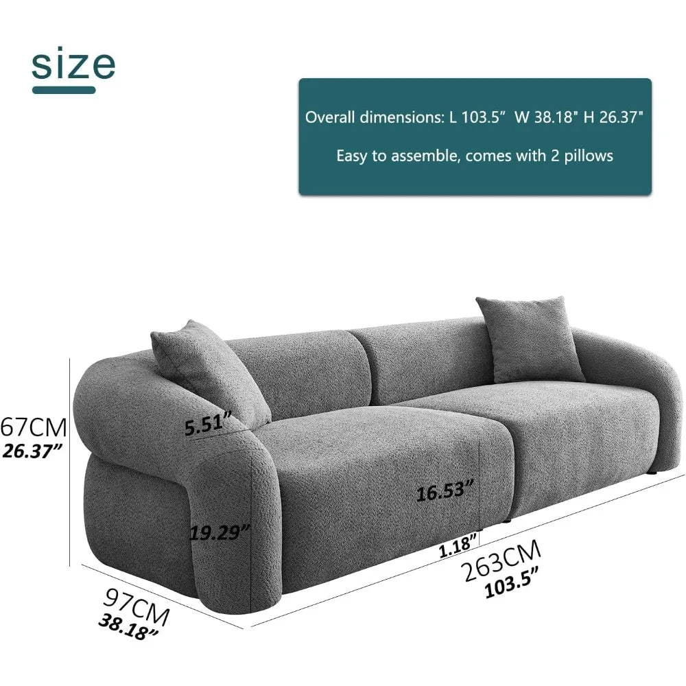 103" Modern Curved Sofa