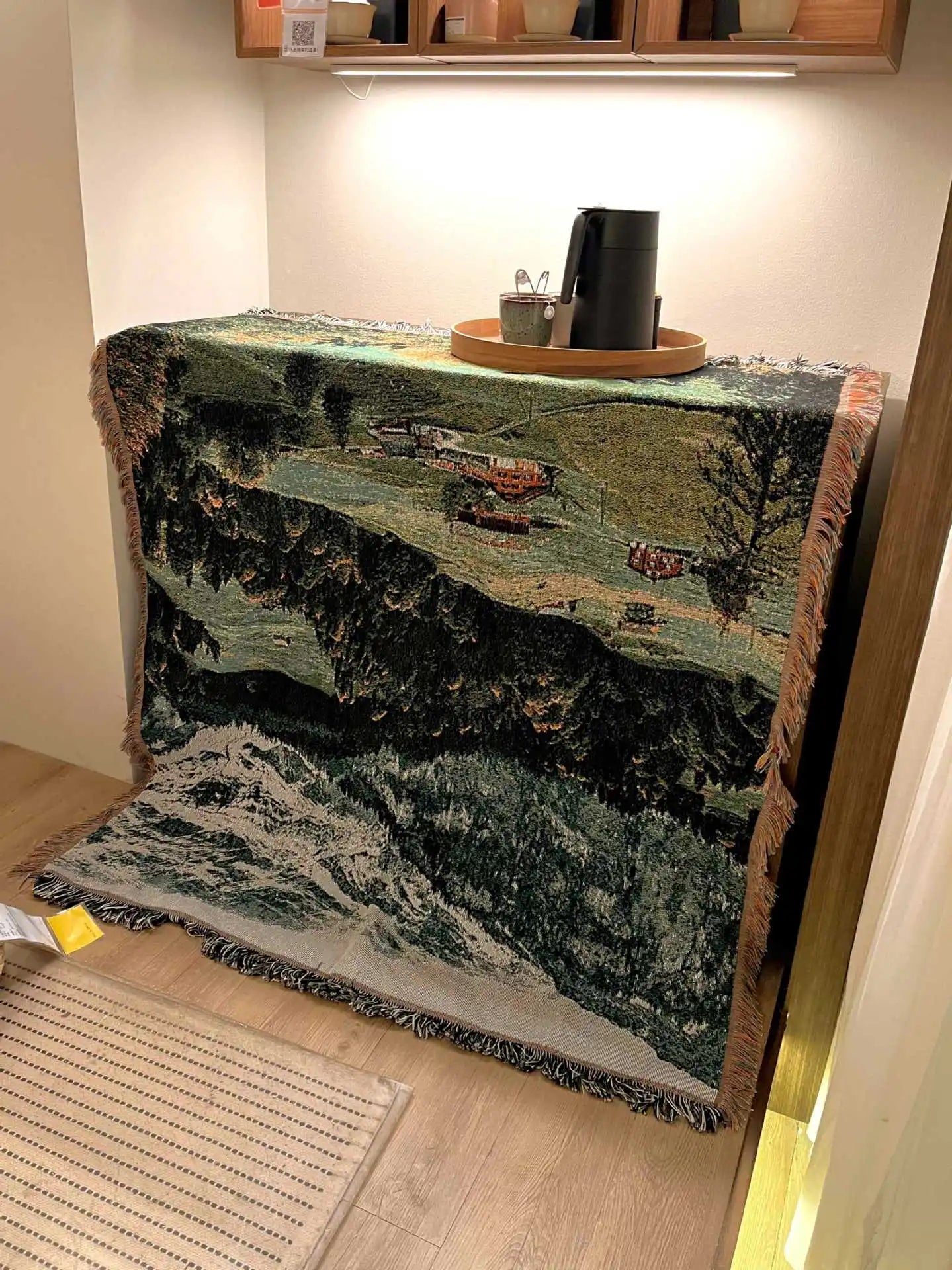 Snow Mountain Forest Cotton Thread Woven Blanket