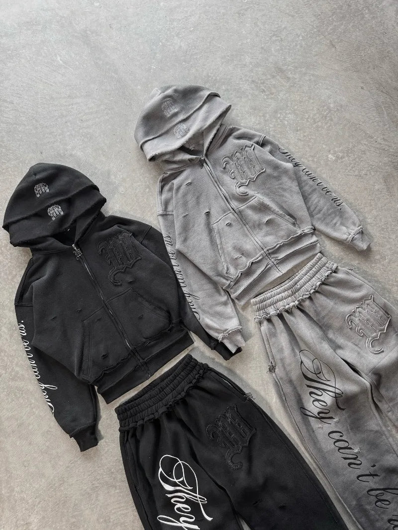 Loose Hooded Sweatshirt Set