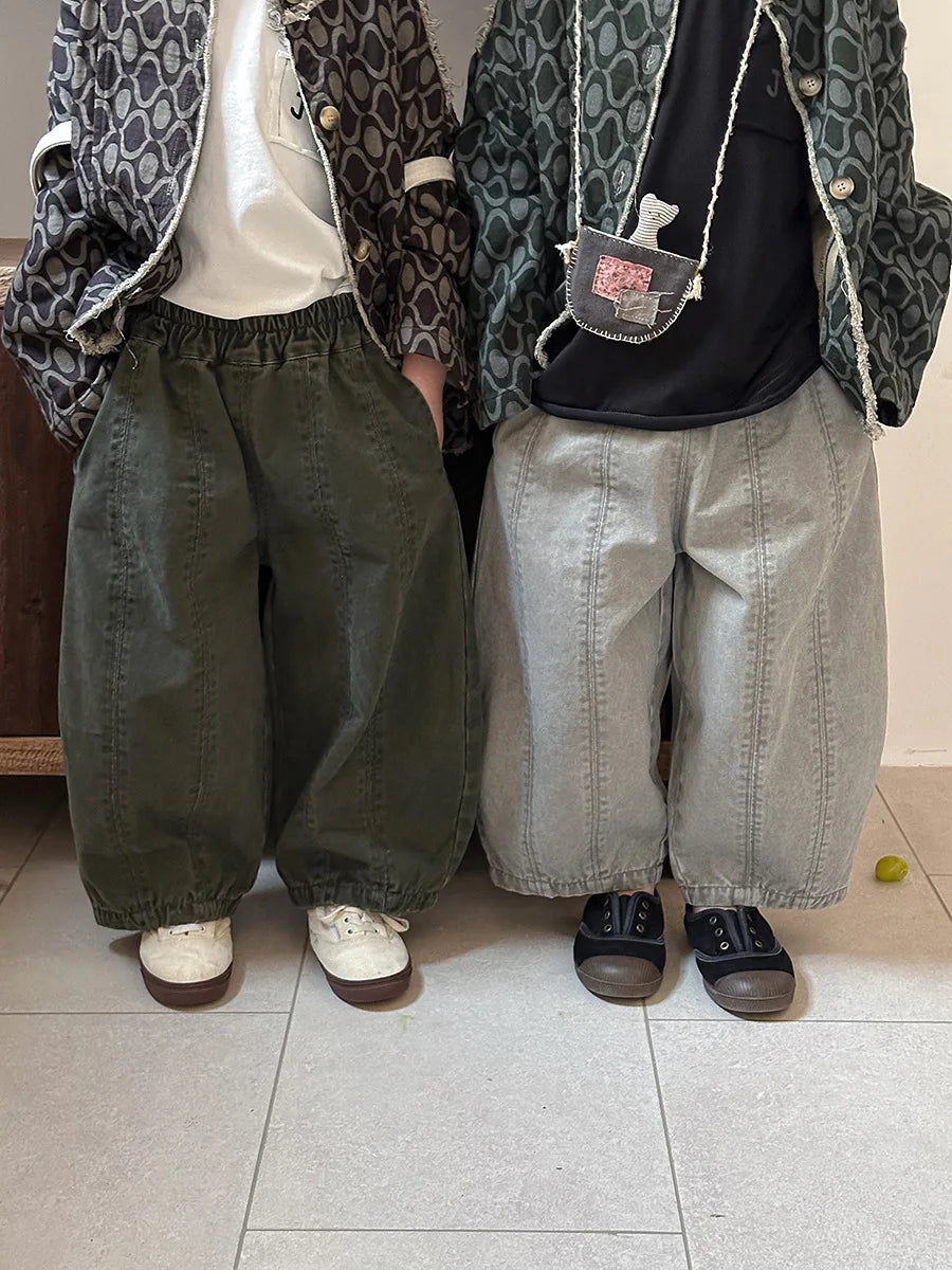 Children Clothes Kids Casual Loose Pants 2025 Boys Spring Loose Wide Legs Solid Color Fashionable Simple Kids Trousers