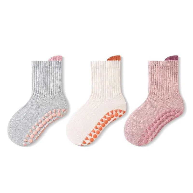 3Pairs/lot Children's Socks For Girls Boys Spring Autumn Baby Girl Boy Toddler Short Floor Home Sock Anti-slip 0-5Y Kids Socks