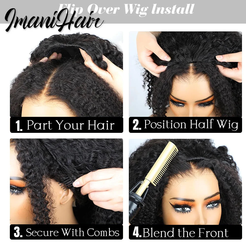 210% Half Wigs Human Hair Curly Wig