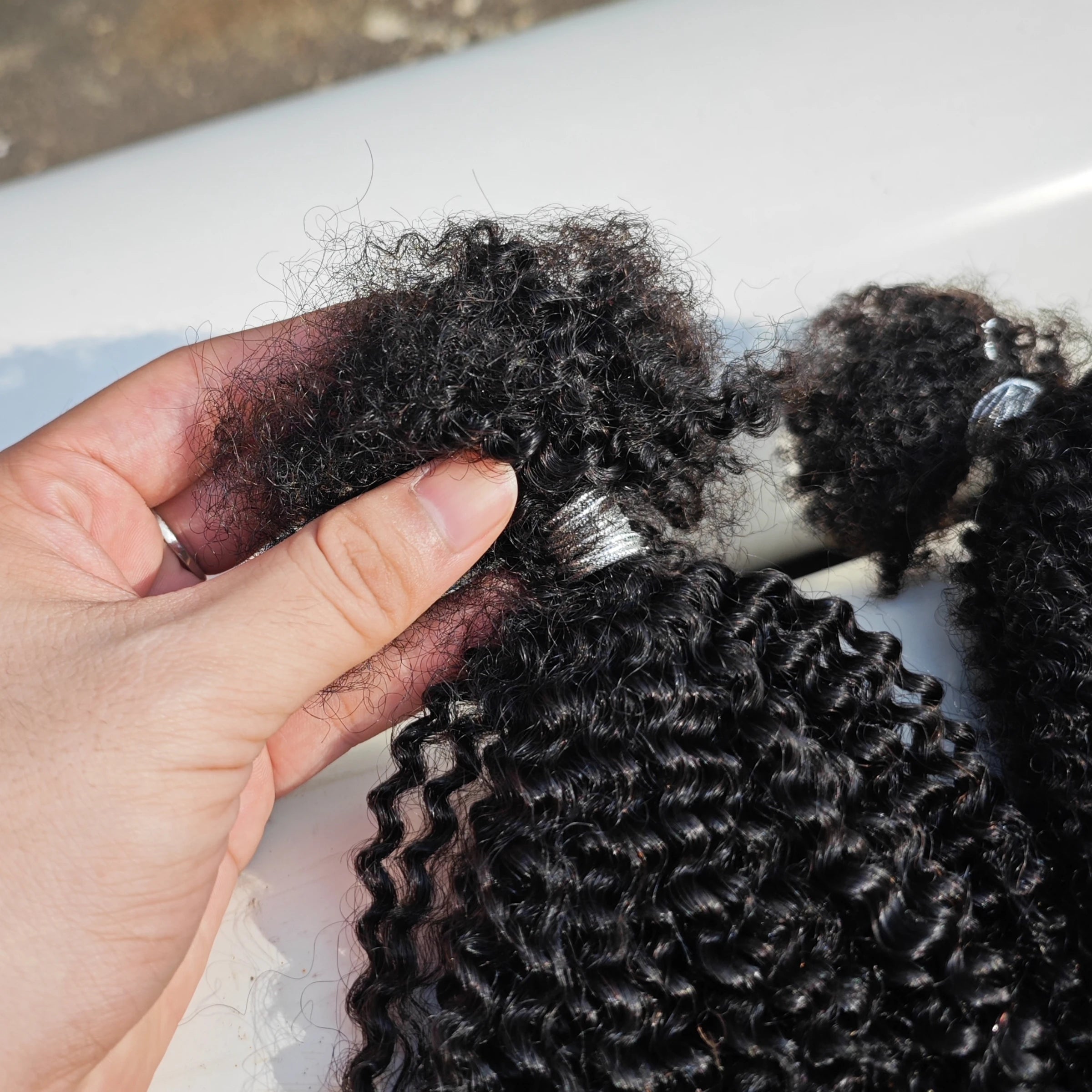 1B# 4C Afro Kinky Curly Human Hair Bulk Extension