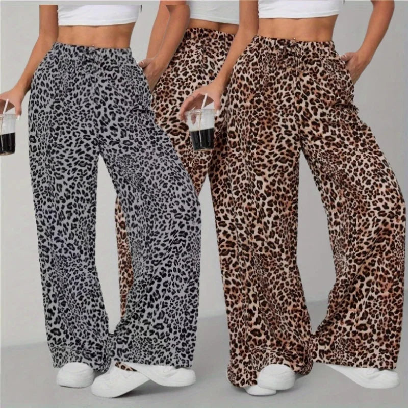 Leopard Print Straight Leg Pants