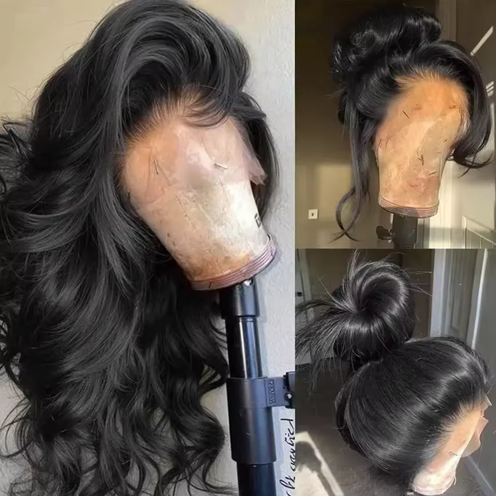 13x6 Hd Lace 28 Inch Body Wave Human Hair Wigs HD Lace Front Wig Black Pre Plucked 13x4 Human Wavy Lace Frontal Hair Wigs