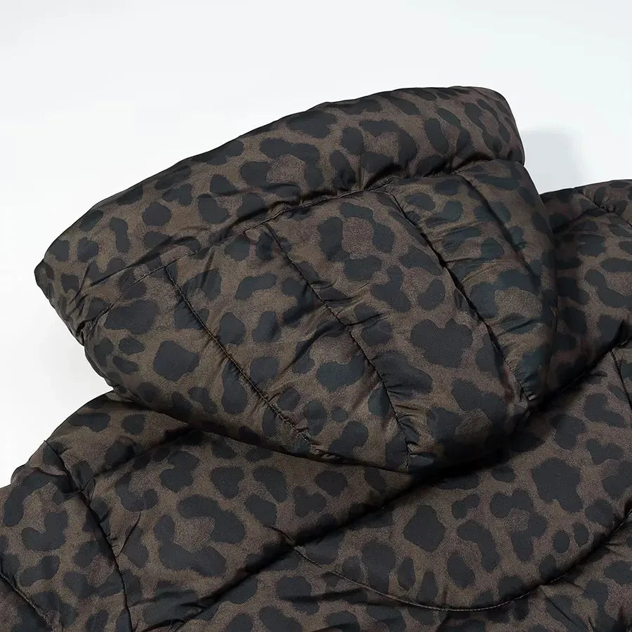 Leopard Print Down Cotton-Padded Jacket