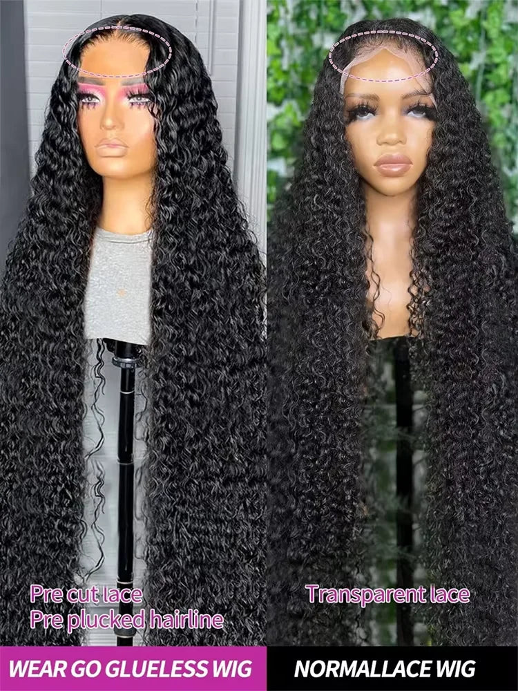 300% Density Curly Wigs HD Full 360 Lace Wigs 13x6 13x4 Water Deep Wave Lace Frontal Wigs Wear Go 7x5 Glueless Wigs Human Hair