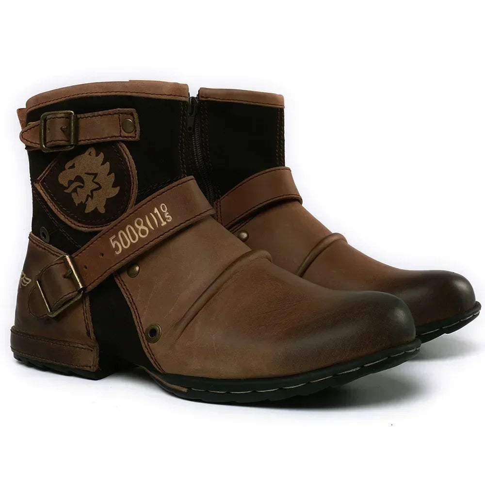 Metal Buckle Zipper Motorcycle Boots