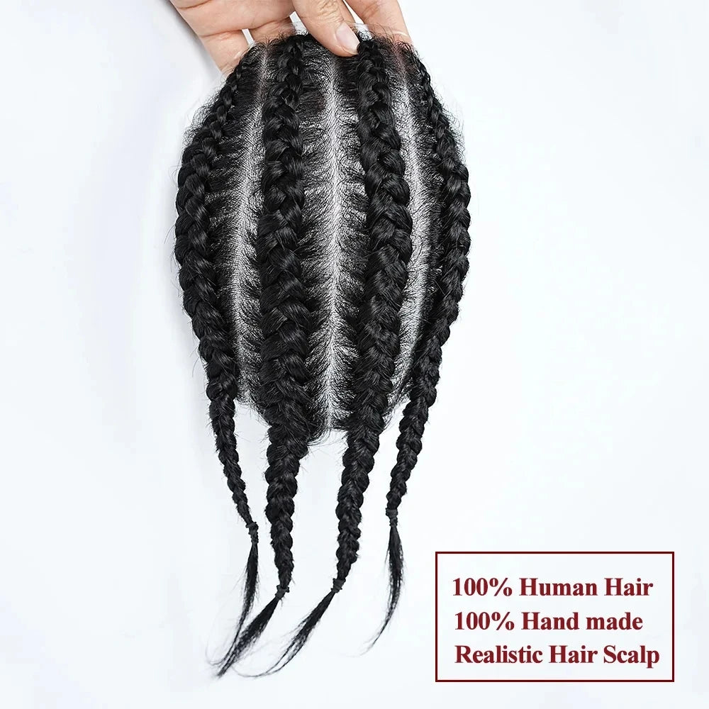 Cornrow Box Braided Human Hair Toupee