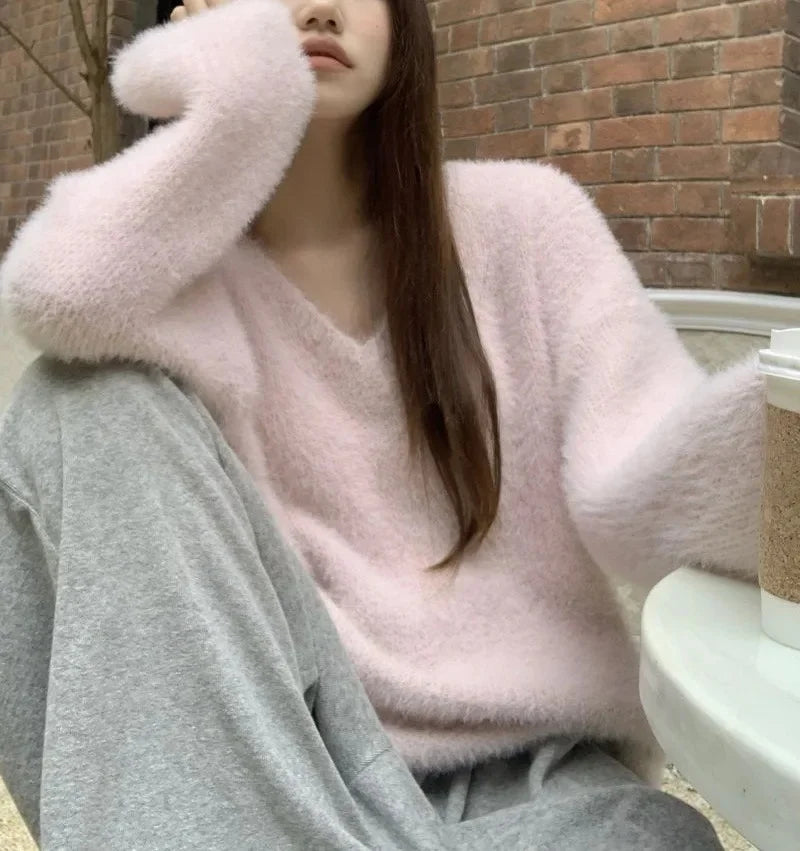 V-Neck Long Sleeve Knitted Top