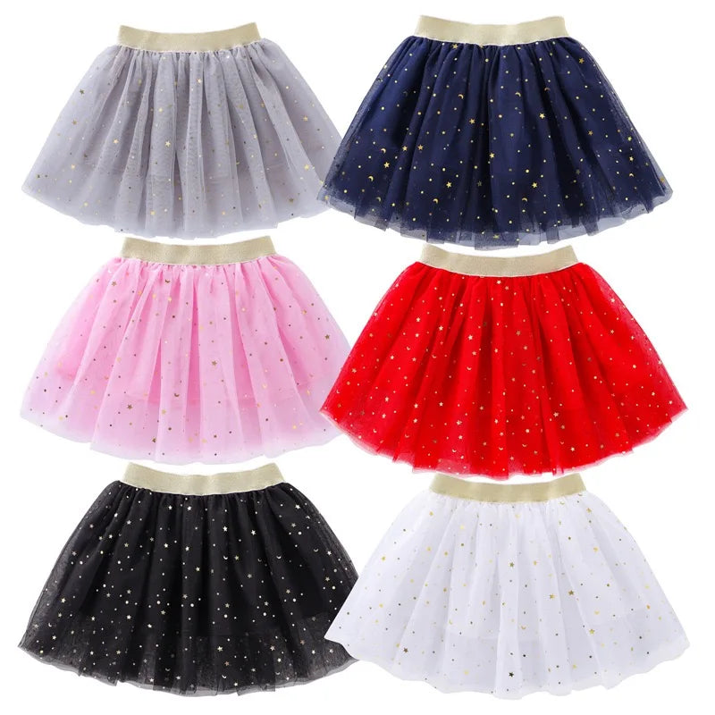 1pcs Summer Children Princess Skirts Baby Tutu Skirt Kids Star Glitter Dance Sequin Birthday Party Skirt Girl Ballet Short Skirt