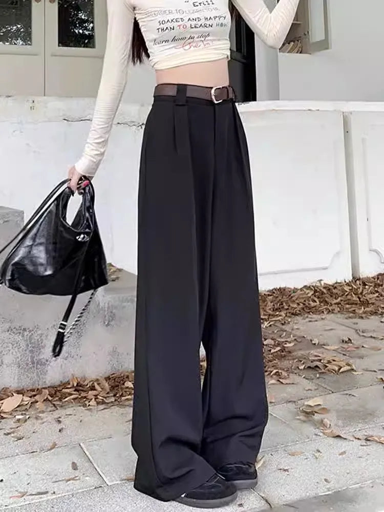 High Waist Draped Suit Pants