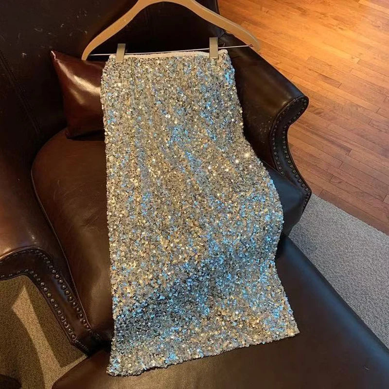 Sequin Decorate Midi Skirt