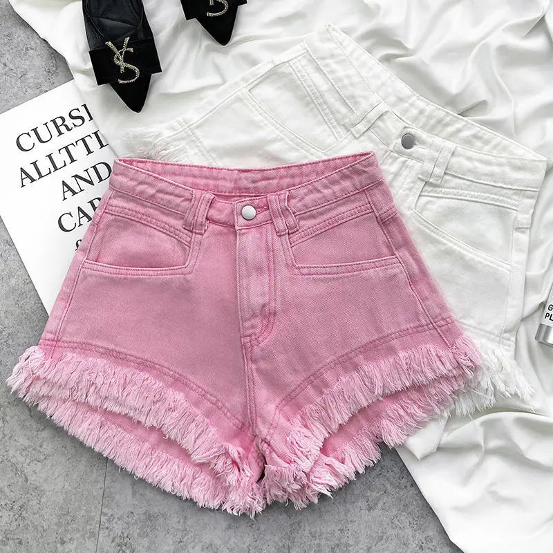 Tassel High Waist Denim Shorts