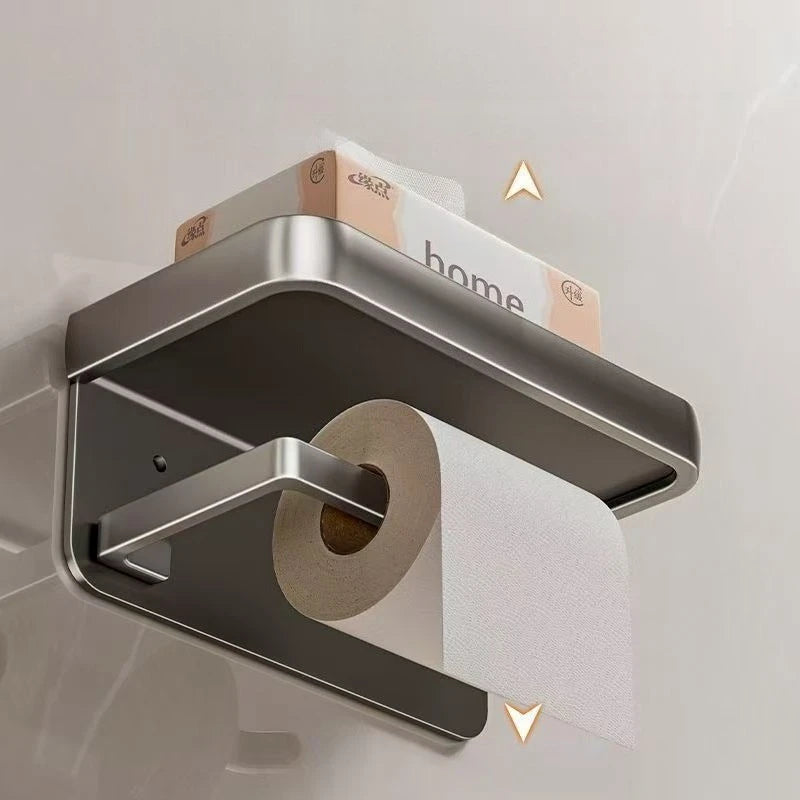 Non Perforated Bathroom Phone Storage Anti Slip and Anti Falling Roll Paper Holder Roll Paper Drawer Universal Sanitary Rack