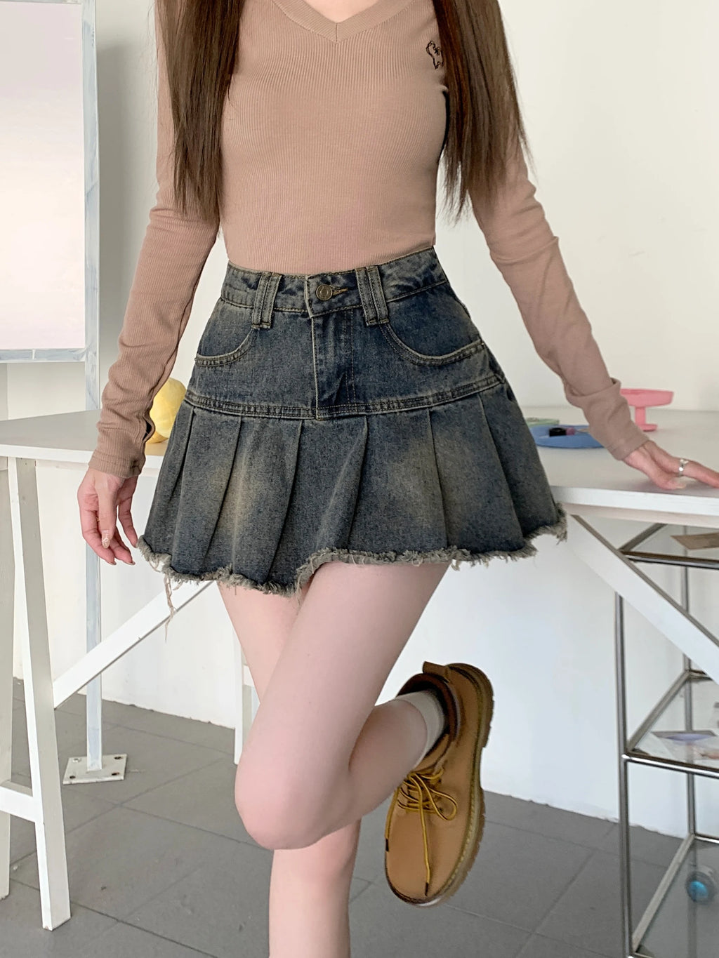 High Waist Denim Short Skirt