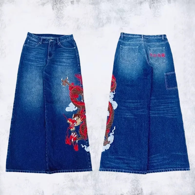Wings Embroidered High-Waist Jeans