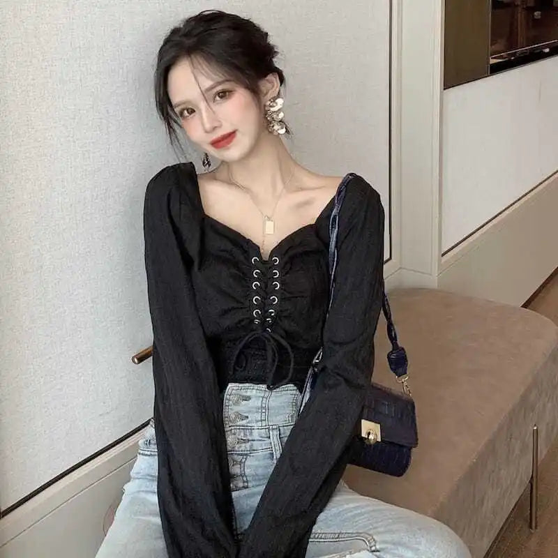 Square Collar Off Shoulder Blouse