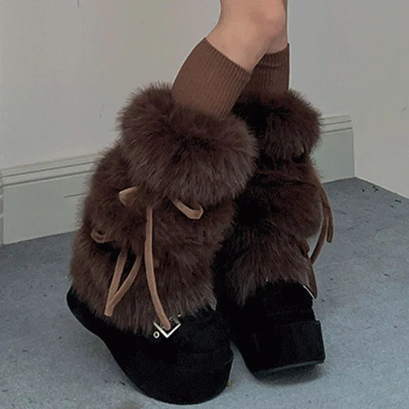 Faux Rabbit Fur Leg Warmers