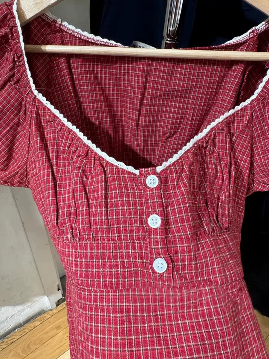 Red Plaid T-Shirt Shorts Set