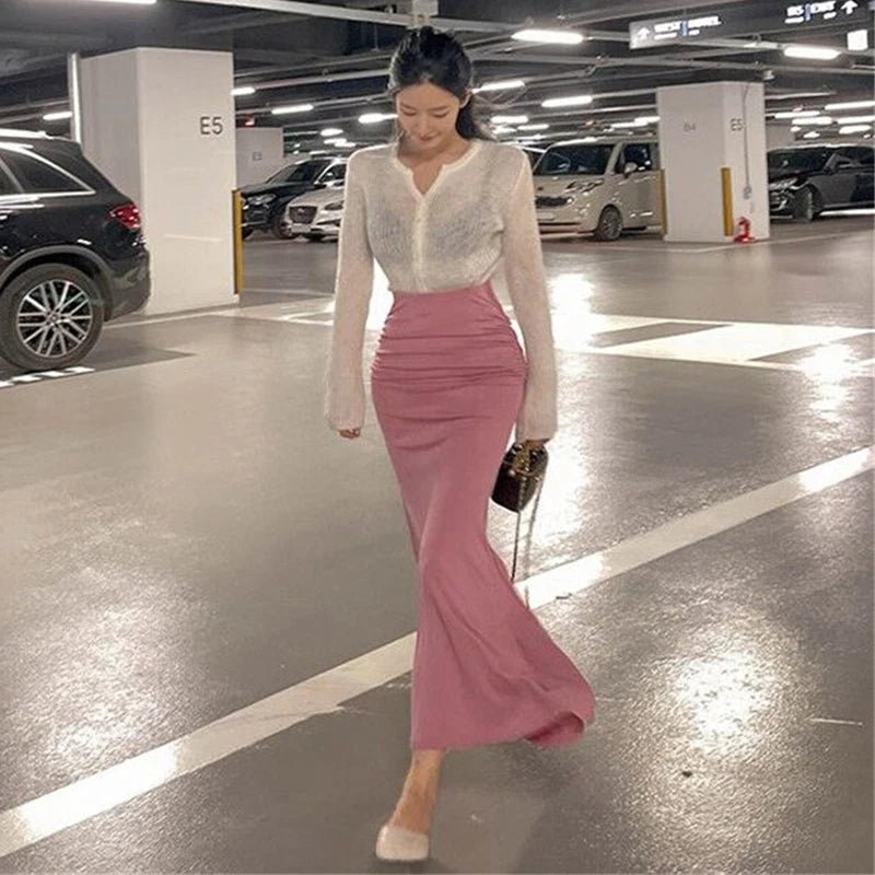 Folds Maxi Knit Skirt