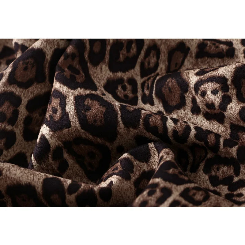 Leopard Print Suede Midi Skirt