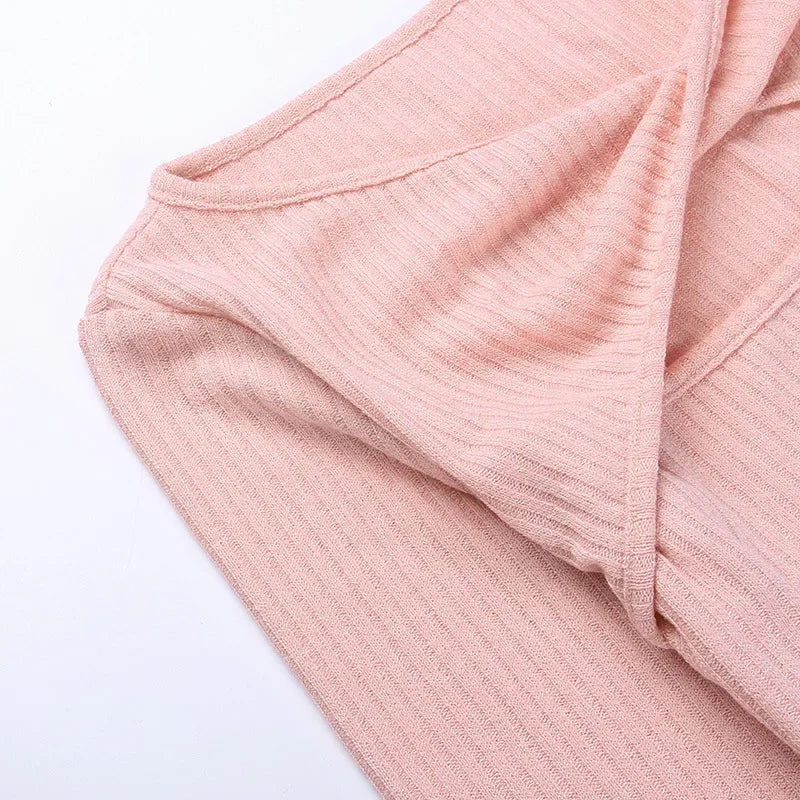 Hollow Out Sexy Long Sleeve Top for Women Spring Mesh Red Short Fitting Knit Sweater  Winter Thin Tops Sweet E8FH