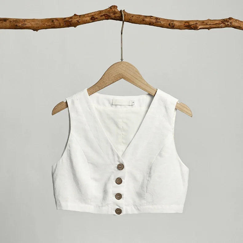 Linen Cotton Side Split Skirt