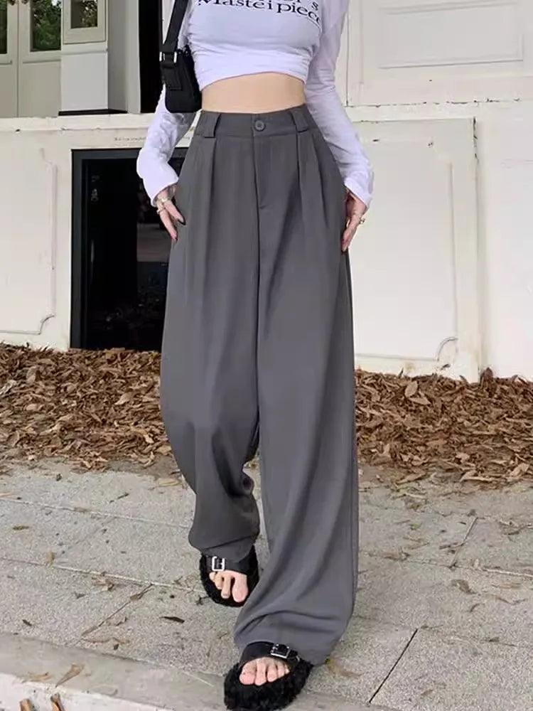 High Waist Draped Suit Pants