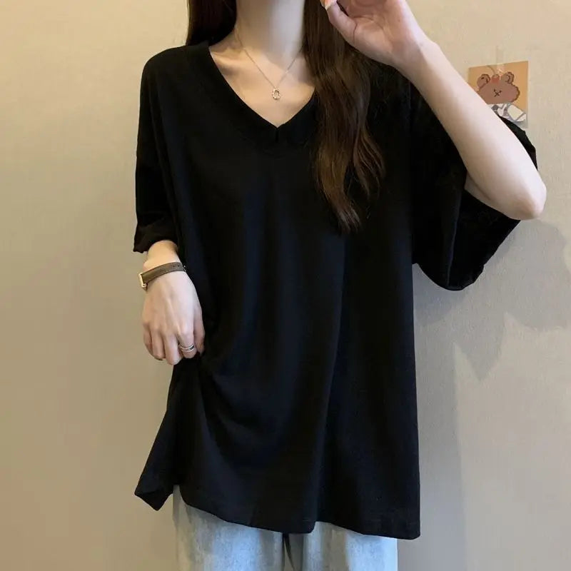 Loose Casual V-Neck Short Sleeve T-Shirt