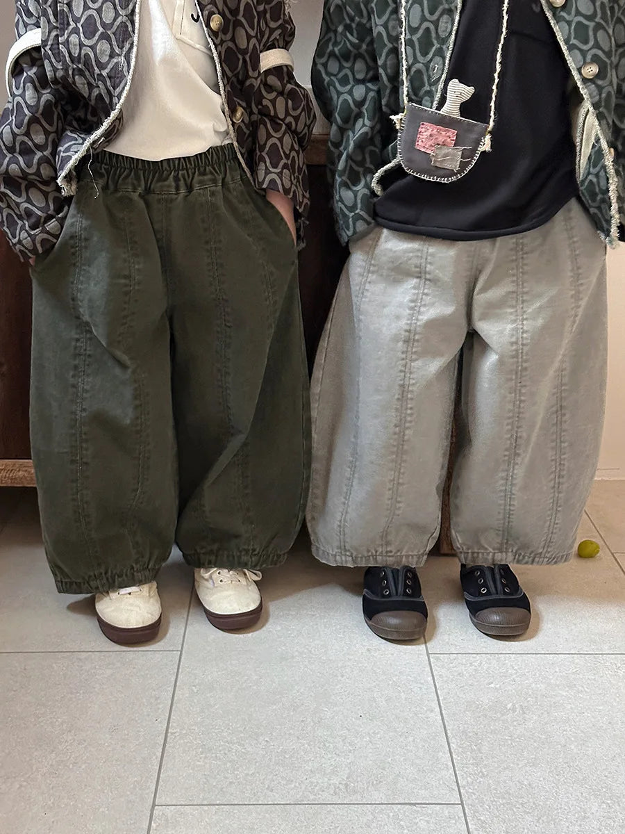 Children Clothes Kids Casual Loose Pants 2025 Boys Spring Loose Wide Legs Solid Color Fashionable Simple Kids Trousers