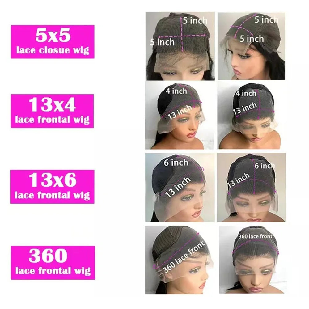 34 38 Inch Brazilian 13x4 13x6 Bone Straight Transparent Lace 100% Human Hair Wig