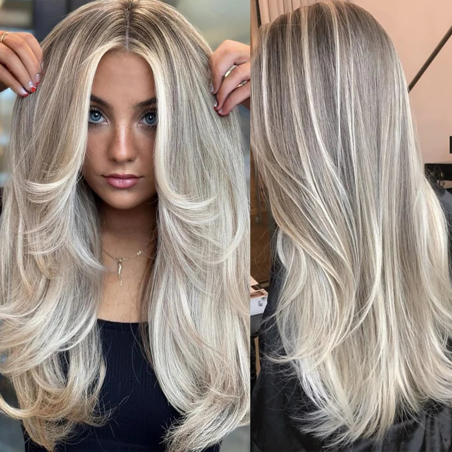 Ash Blonde Highlight Lace Frontal Wig