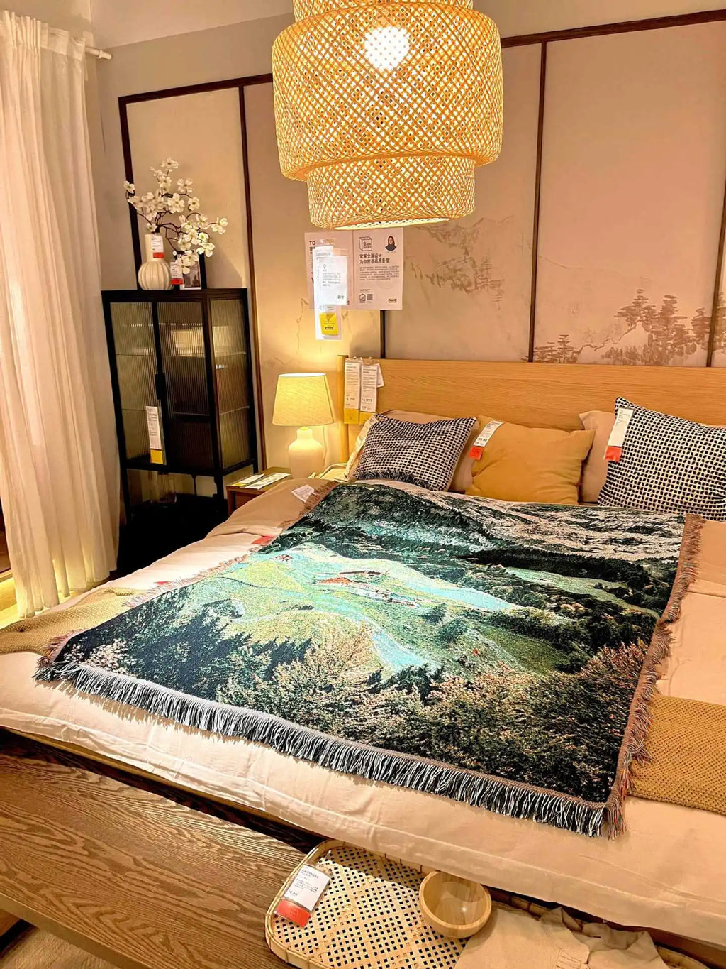 Snow Mountain Forest Cotton Thread Woven Blanket