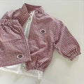 Children's Plaid Loose Coat New 0-5Y Boys Long Sleeve Sunscreen Jacket +shorts Girls Zippered Jacket Top Shorts Sun Proof Sets