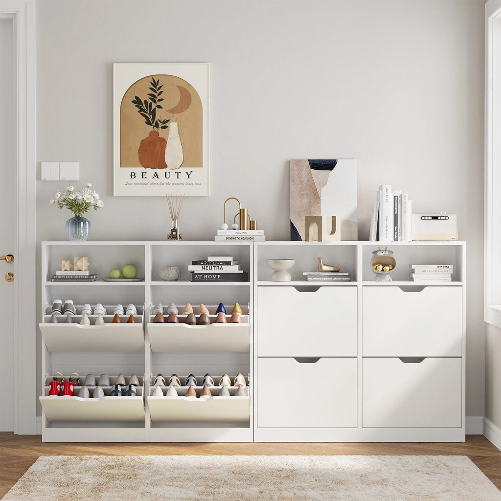 Shoe Storage Cabinet with 4 Flip Drawers