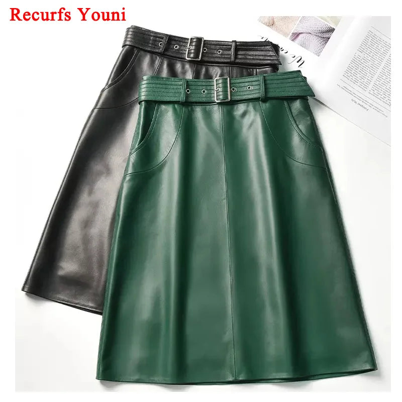Leather A-Line Skirt