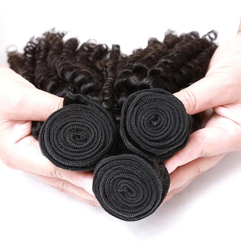 Bouncy Curly Bundles 300g/3Piece 100% Human Hair Bundles Spring Curly Brazilian Remy Hair Natural Color Double Weft For Women