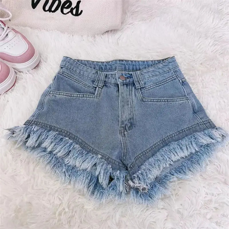 Tassel High Waist Denim Shorts