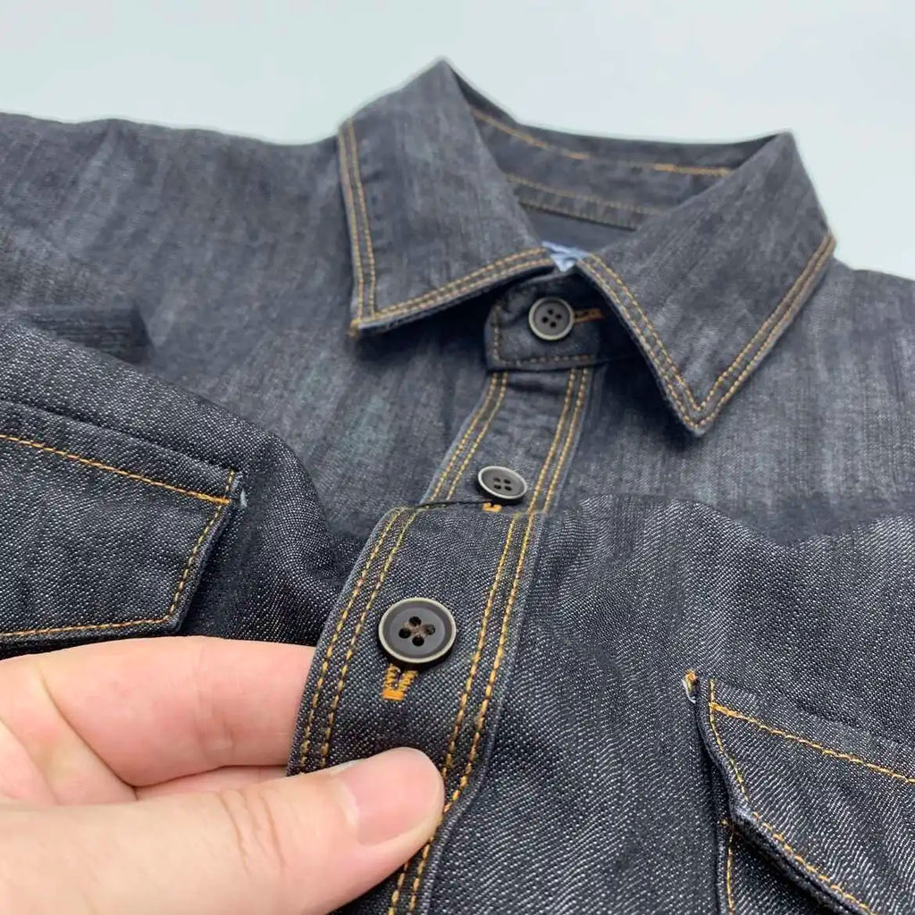 Heavyweight Washed Cotton Workwear Denim Shirt