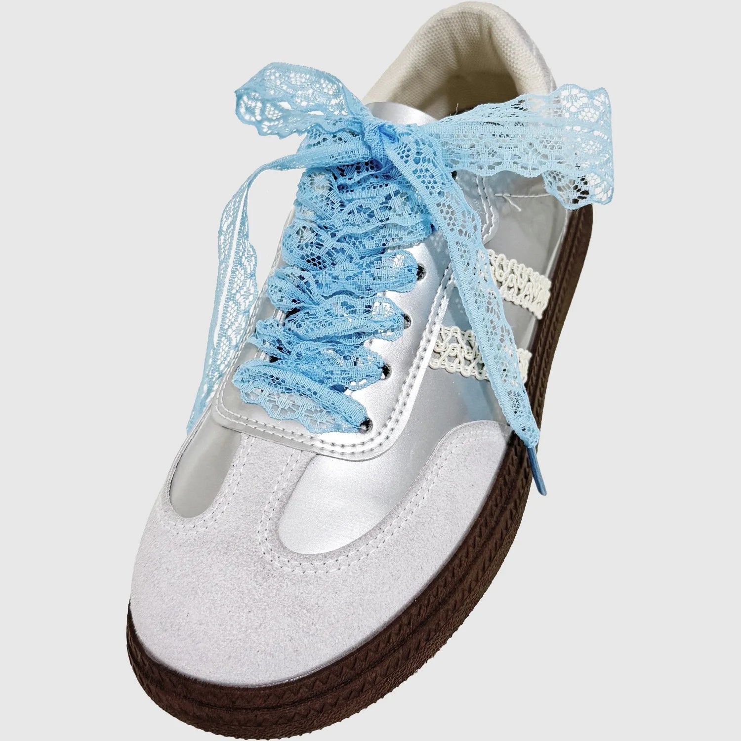 1Pair Fancy Lace Shoelaces for Women Casual Shoes Width Flat Shoelace for Sneakers Black White Shoe Laces Accessorices