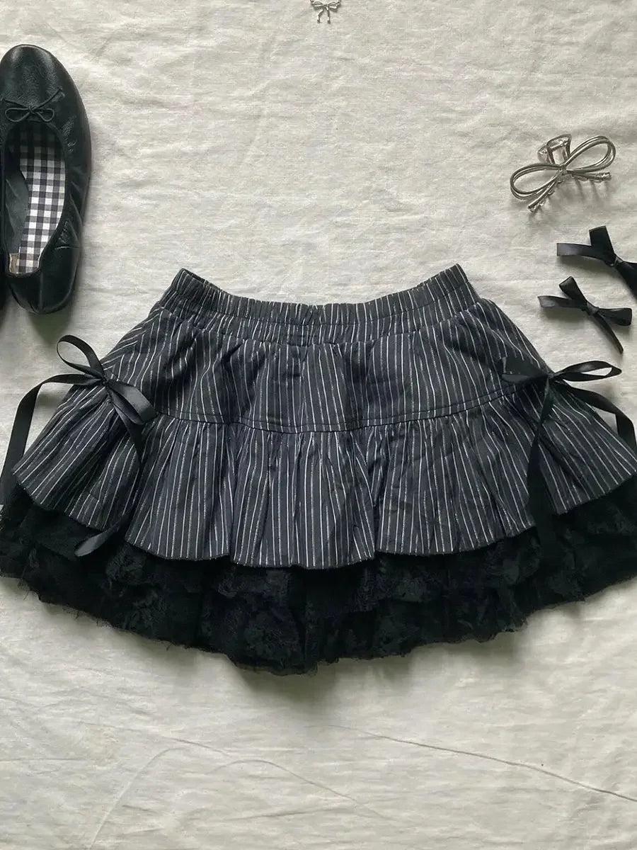Punk Bow Lace Skirt