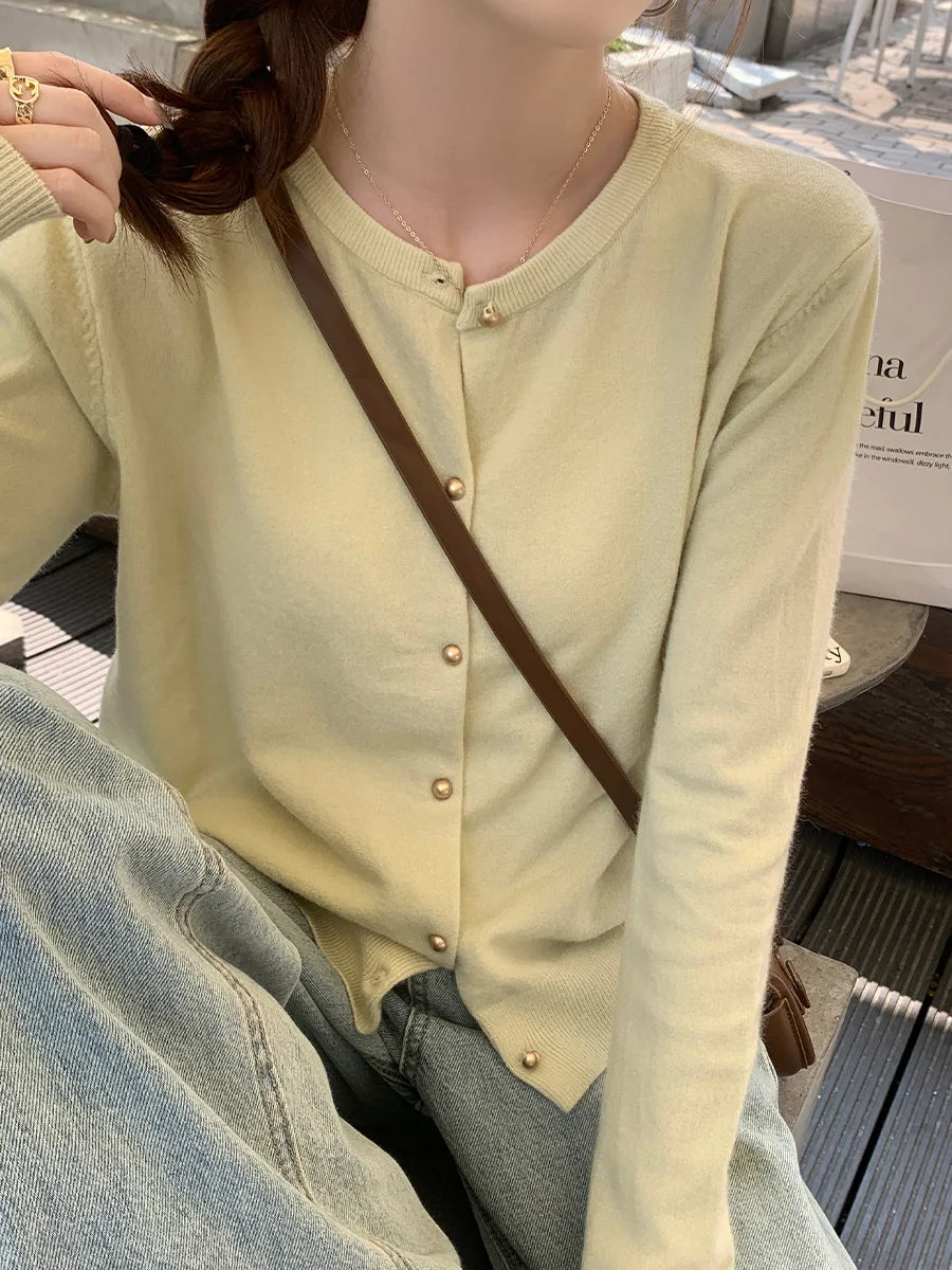 Solid Color Knitted Cardigan