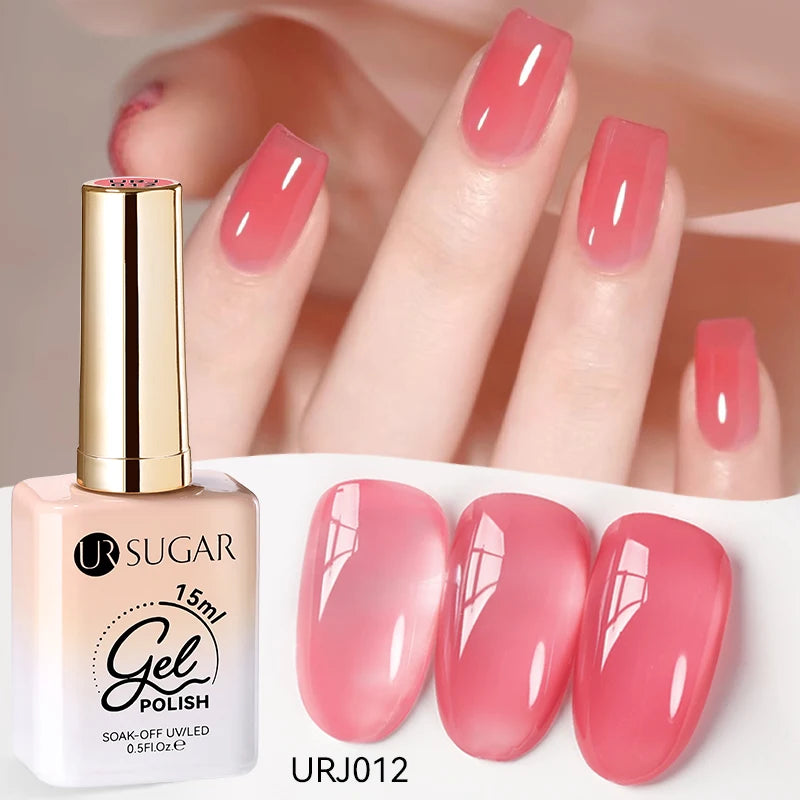 UR SUGAR 15ml Jelly Milky White Translucent Color Gel Polish Semi Permanent UV Gel Nail Art Soak Off Gel Varnish Latest Fashion