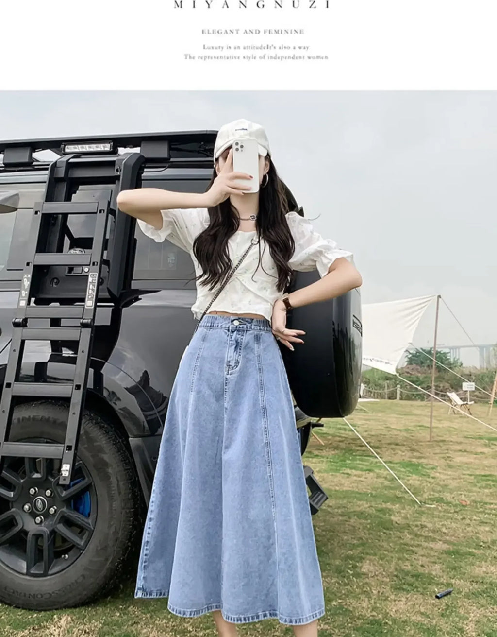 High-Waisted Jean Skirt